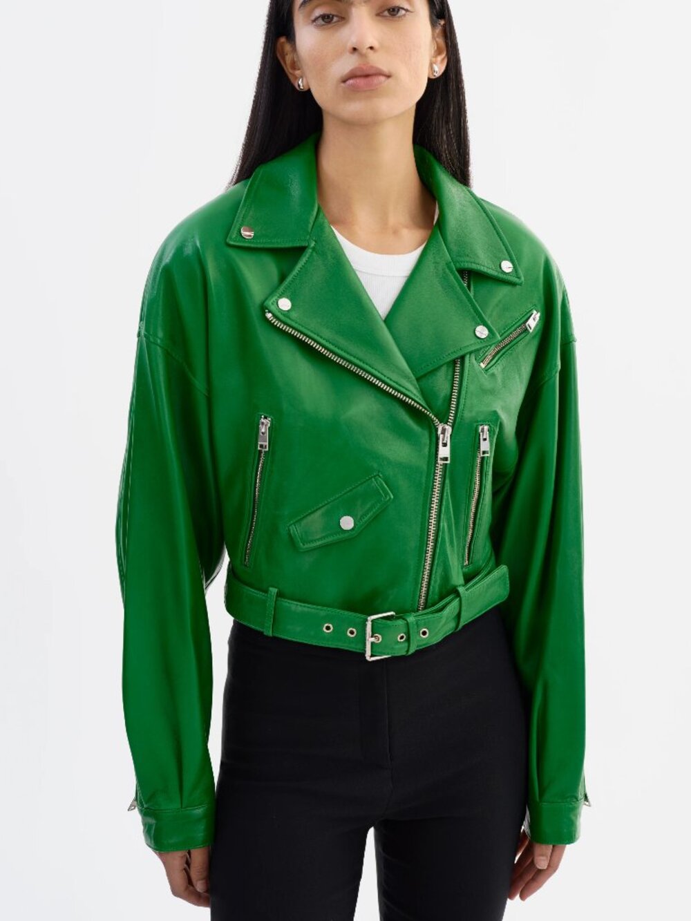 LAMARQUE Dylan Jacket Green Leather Jacket - GENUINE LAMB LEATHER Size XS